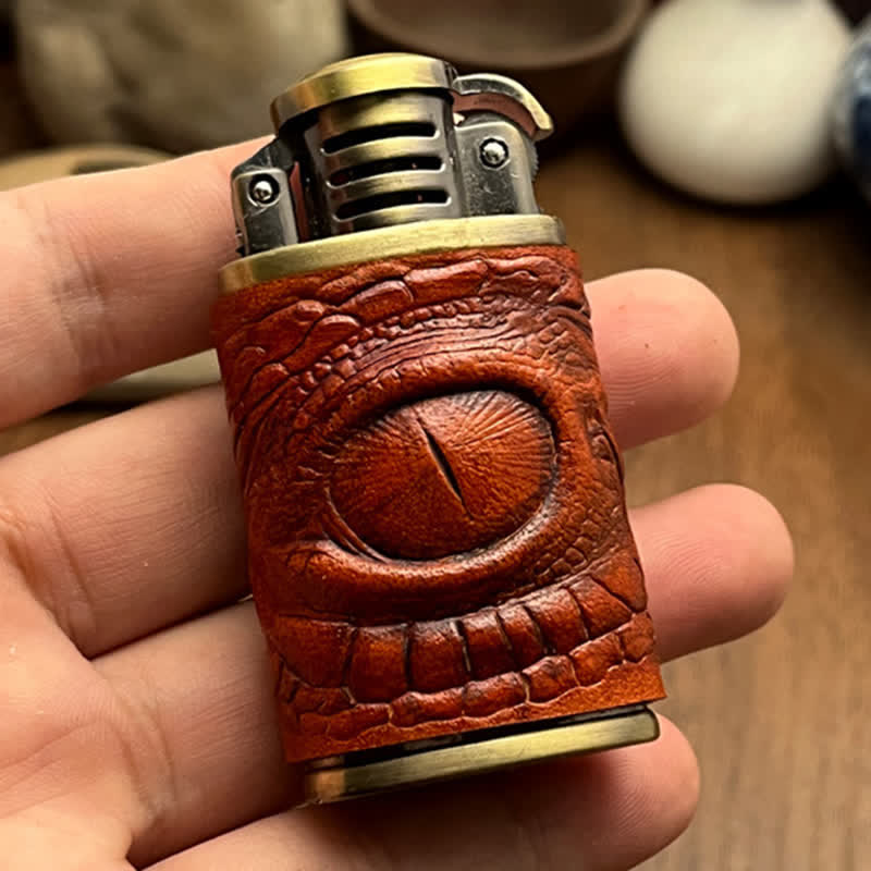 Dragon Eye Leather Sewing Refillable Butane Lighter