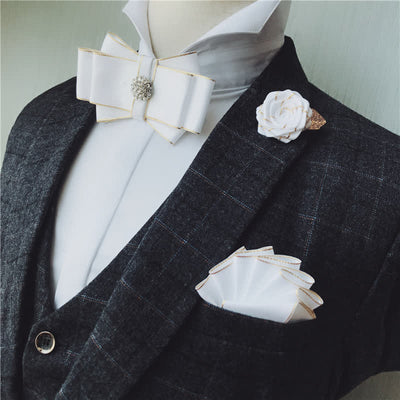 3Pcs Men's Rhinestone Wedding Party Bow Tie Set