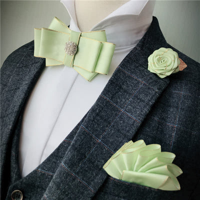 3Pcs Men's Rhinestone Wedding Party Bow Tie Set