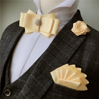 3Pcs Men's Rhinestone Wedding Party Bow Tie Set