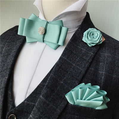 3Pcs Men's Rhinestone Wedding Party Bow Tie Set