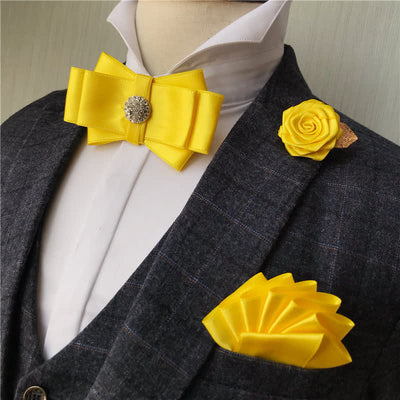 3Pcs Men's Rhinestone Wedding Party Bow Tie Set