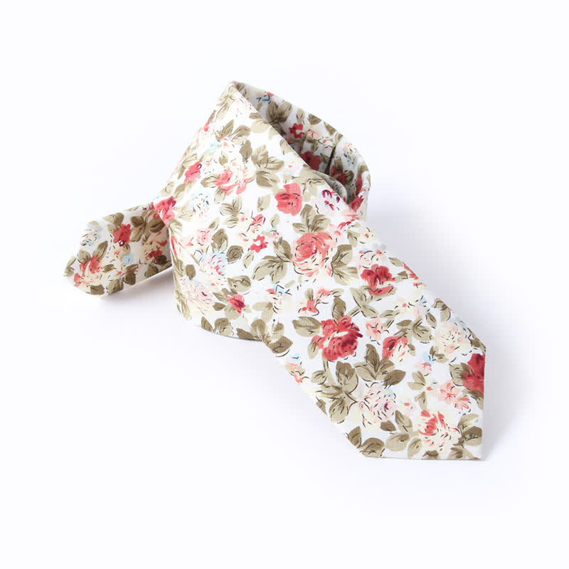 Men's Cute Fresh Flower Pattern Cotton Necktie