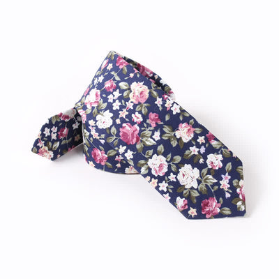 Men's Cute Fresh Flower Pattern Cotton Necktie