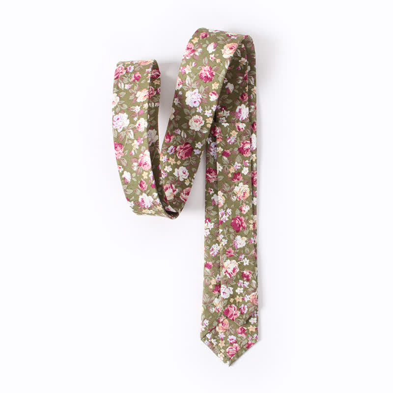 Men's Cute Fresh Flower Pattern Cotton Necktie