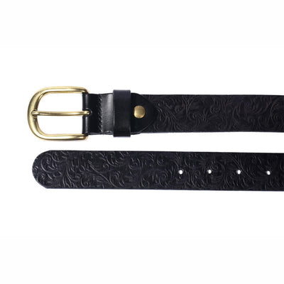 Classical Beautifully Floral Embossed Leather Belt