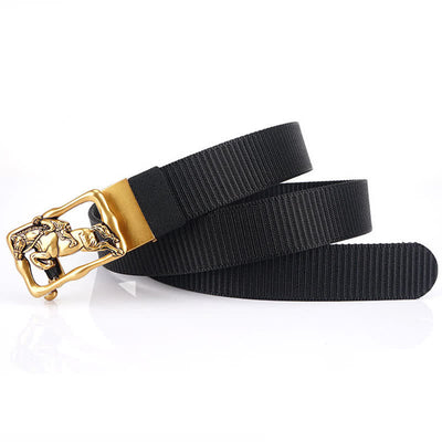 Men's Horse Riding Hollow Automatic Buckle Nylon Belt