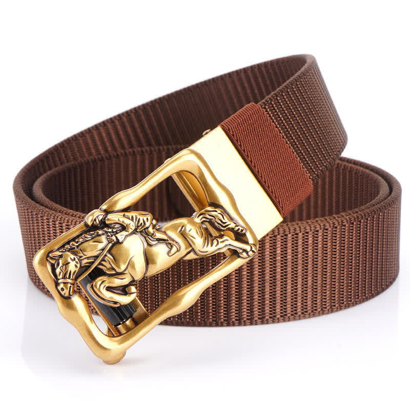 Men's Horse Riding Hollow Automatic Buckle Nylon Belt