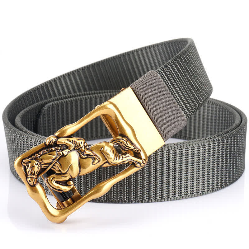 Men's Horse Riding Hollow Automatic Buckle Nylon Belt