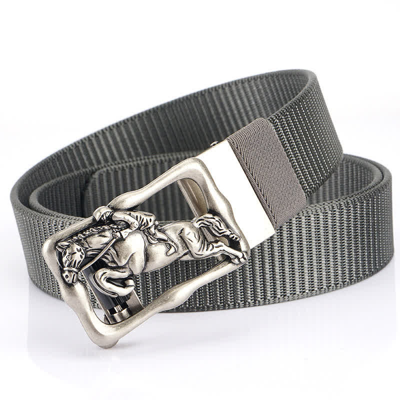 Men's Horse Riding Hollow Automatic Buckle Nylon Belt