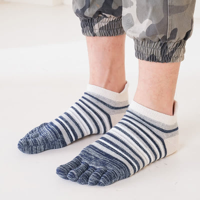 Men's Ankle Five Finger Toe Sport Casual Striped Socks