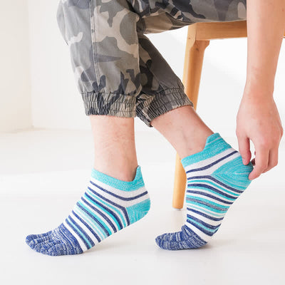 Men's Ankle Five Finger Toe Sport Casual Striped Socks