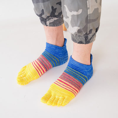 Men's Ankle Five Finger Toe Sport Casual Striped Socks