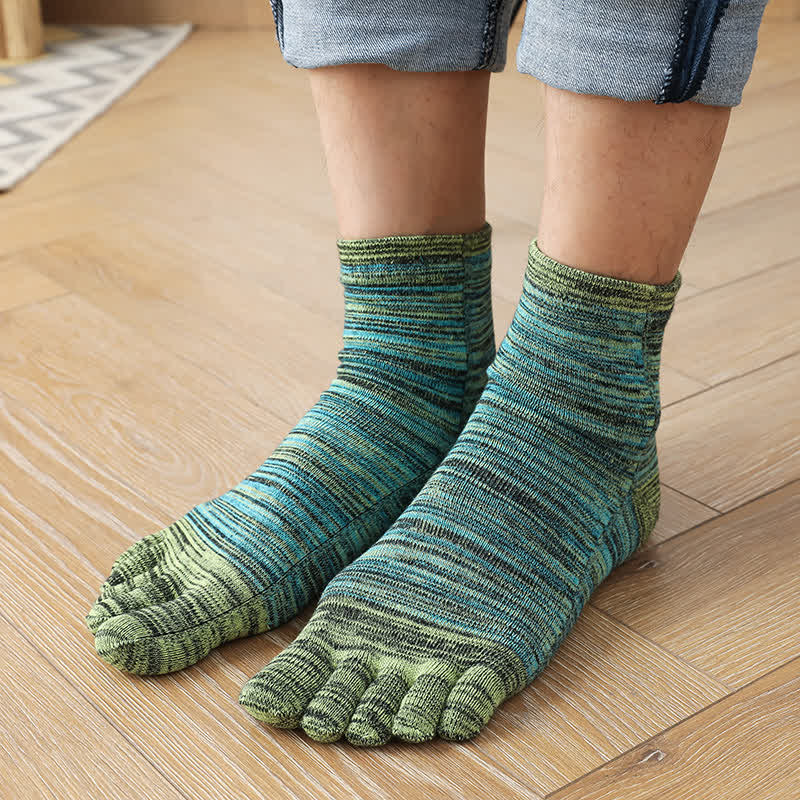 Men's Vintage Ethnic Striped Five Fingers Split Crew Socks