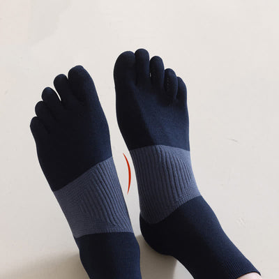 Men's Comfort Pure Cotton Split Five Toes Crew Socks