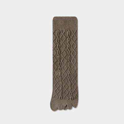 Women's Twist Grain Spilit Five Toes Wool Crew Socks