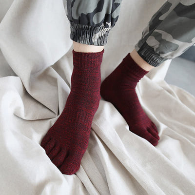 Men's Retro Style Five Fingers Ankle Cotton Socks