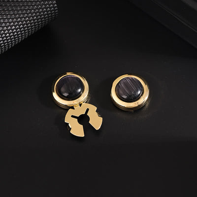 Men's 1 Pair Snap-On Cat's Eye Stone Button Covers Set Cufflinks