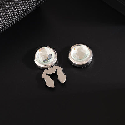 Men's 1 Pair Snap-On Shiny Crystal Button Covers Set Cufflinks