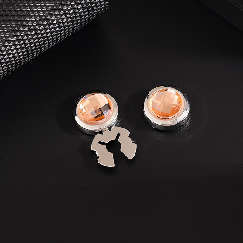 Men's 1 Pair Snap-On Shiny Crystal Button Covers Set Cufflinks