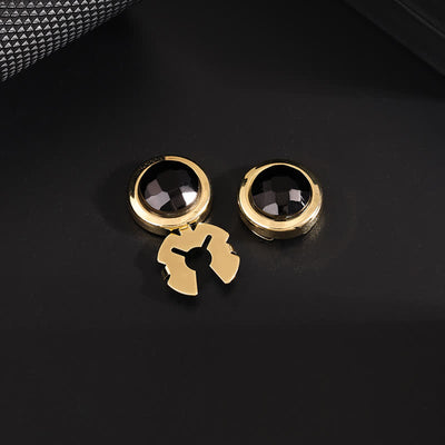 Men's 1 Pair Snap-On Shiny Crystal Button Covers Set Cufflinks