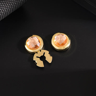 Men's 1 Pair Snap-On Shiny Crystal Button Covers Set Cufflinks