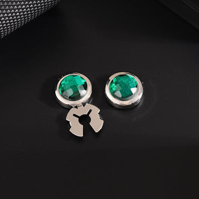 Men's 1 Pair Snap-On Shiny Crystal Button Covers Set Cufflinks