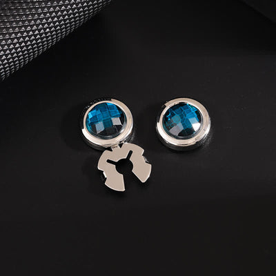 Men's 1 Pair Snap-On Shiny Crystal Button Covers Set Cufflinks