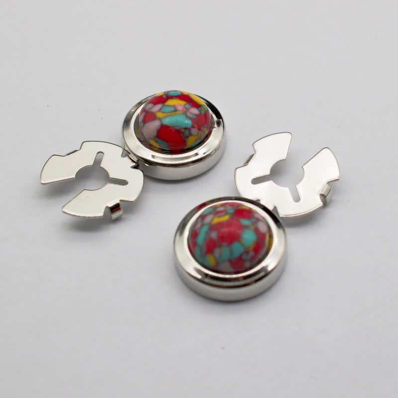 Men's 1 Pair Snap-On Baroque Resin Button Covers Set Cufflinks