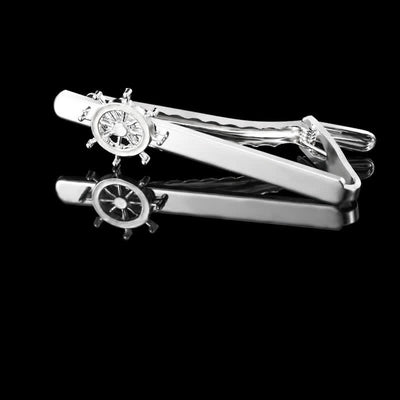 2Pcs Men's Silver Seaman Boat Anchor Tie Clip Cufflinks Set