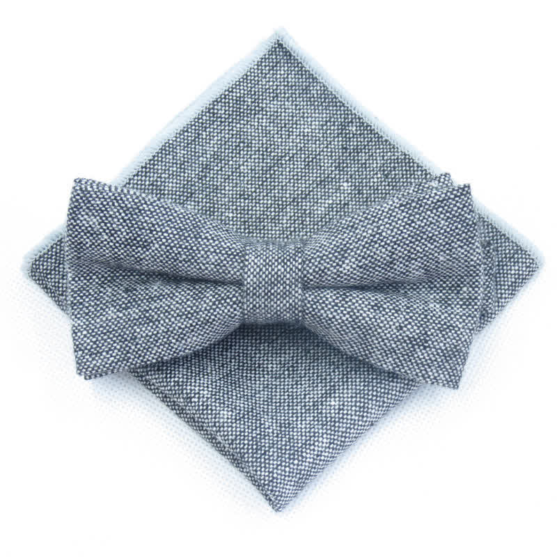 3Pcs Men's Solid Color Imitation Wool Bow Tie Necktie Set