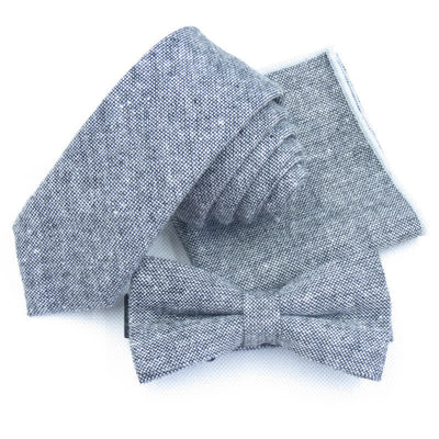 3Pcs Men's Solid Color Imitation Wool Bow Tie Necktie Set