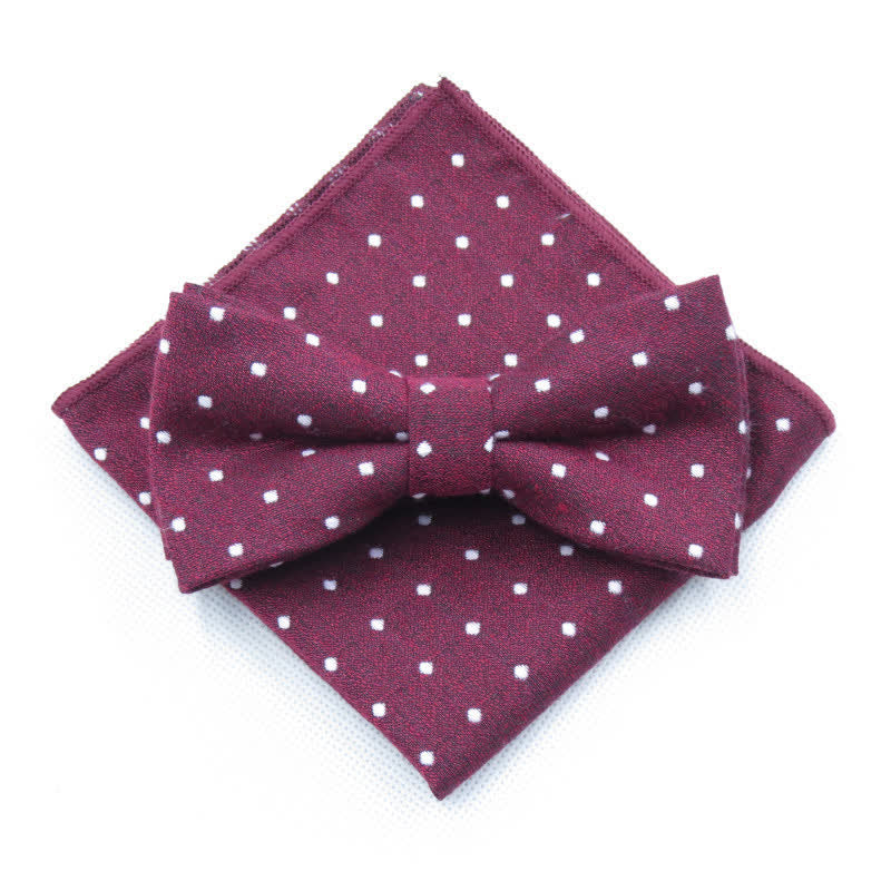 3Pcs Men's Polka Dots Stylish Bow Tie Necktie Set