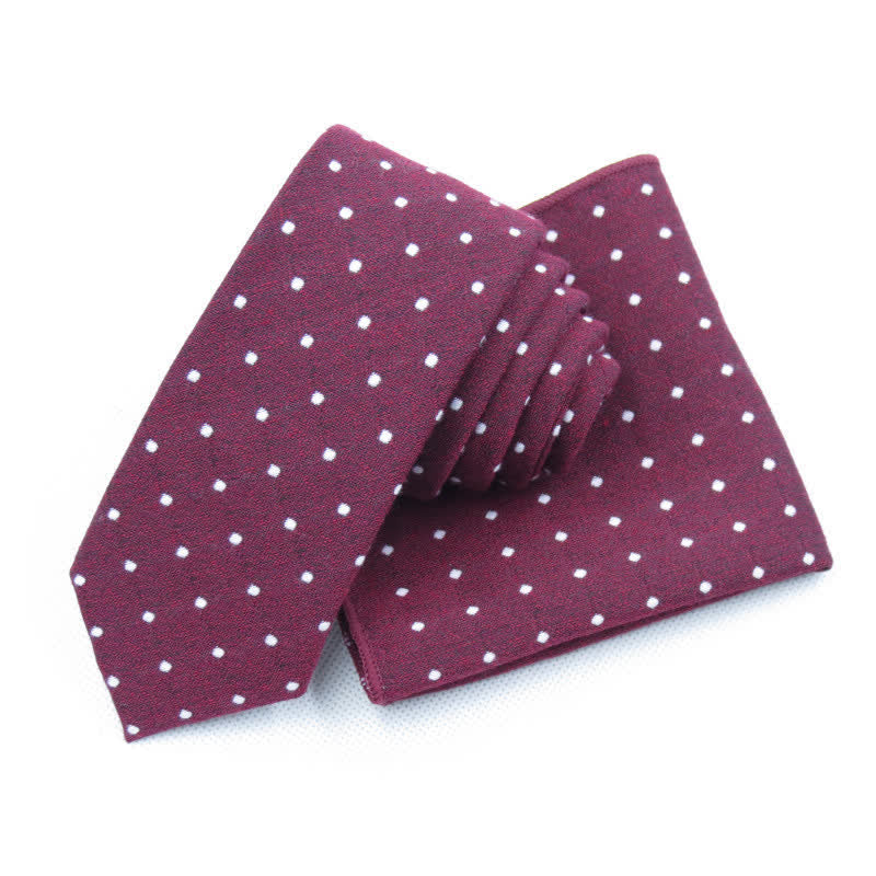 3Pcs Men's Polka Dots Stylish Bow Tie Necktie Set