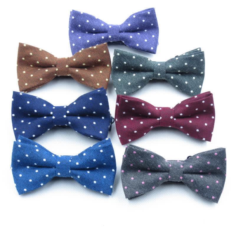 3Pcs Men's Polka Dots Stylish Bow Tie Necktie Set