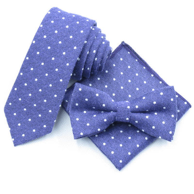 3Pcs Men's Polka Dots Stylish Bow Tie Necktie Set