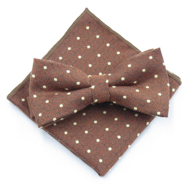 3Pcs Men's Polka Dots Stylish Bow Tie Necktie Set