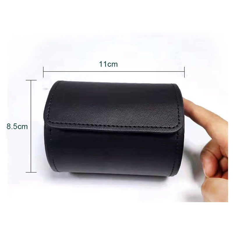 Black Round Necktie Box Magnetic Buckle Leather Case