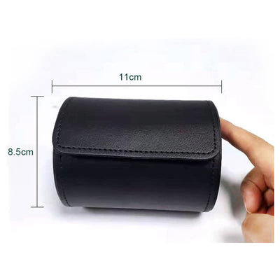 Black Round Necktie Box Magnetic Buckle Leather Case