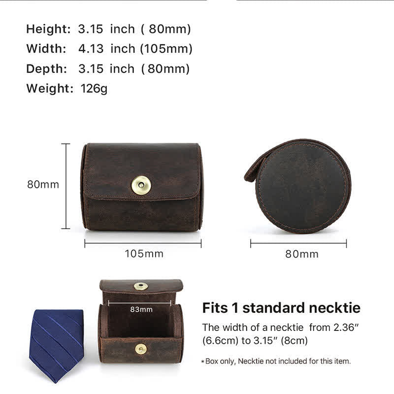 Single Necktie Retro Box Genuine Leather Case