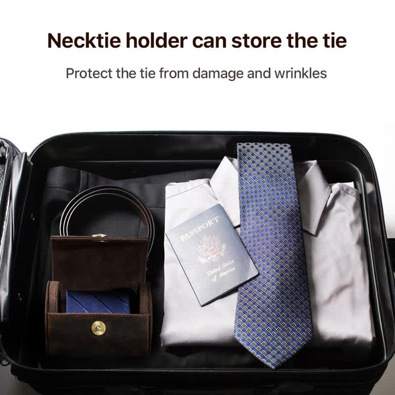 Single Necktie Retro Box Genuine Leather Case