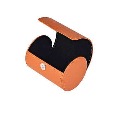 Orange Round Necktie Storage Box PU Leather Case