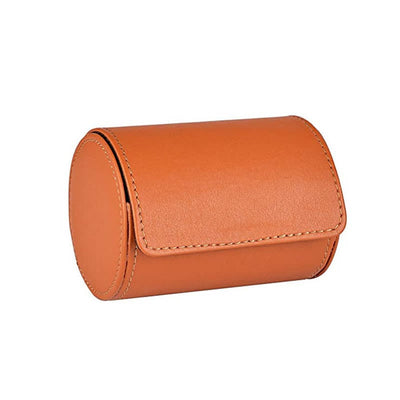 Orange Round Necktie Storage Box PU Leather Case