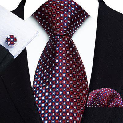 3Pcs Men's Dotted Pattern Formal Luxury Necktie Set