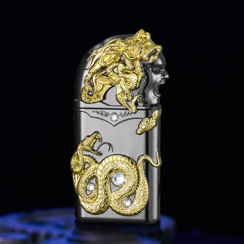 Fancy Snake Rhinestone Inlaid Refillable Butane Lighter