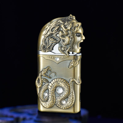 Fancy Snake Rhinestone Inlaid Refillable Butane Lighter