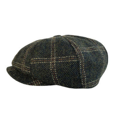 Dark Green Retro Plaid British Painters Octagonal Beret Hat