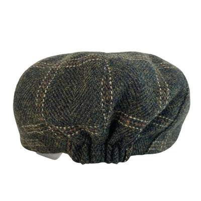 Dark Green Retro Plaid British Painters Octagonal Beret Hat