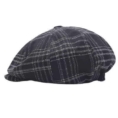 Black & White Plaid Simple Octagonal Cowboy Beret Hat