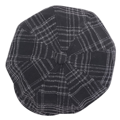 Black & White Plaid Simple Octagonal Cowboy Beret Hat